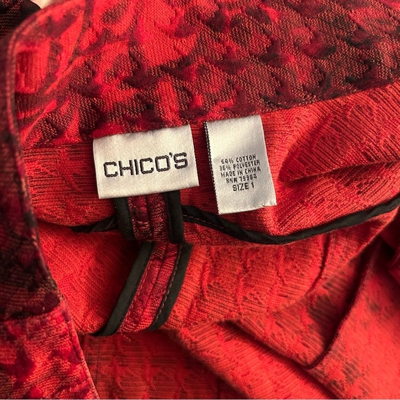 Chicos Red Patterned Women's Jacket - Picture 5 of 5